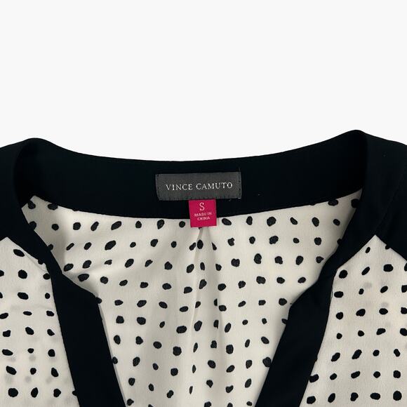 VINCE CAMUTO Abstract Polka Dot Sleeveless Blouse Top (White/Black | Size S) - Picture 8 of 9
